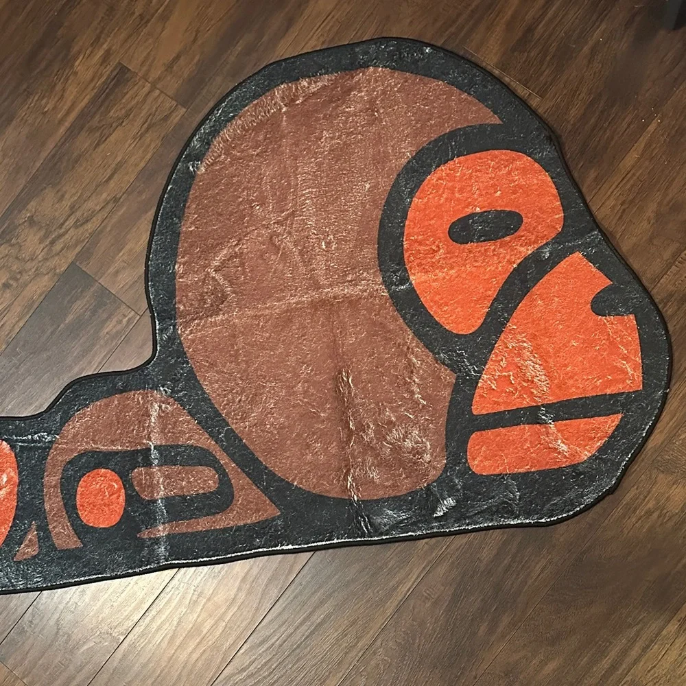 Monkey-Shaped Accent Door Mat in Brown and Orange